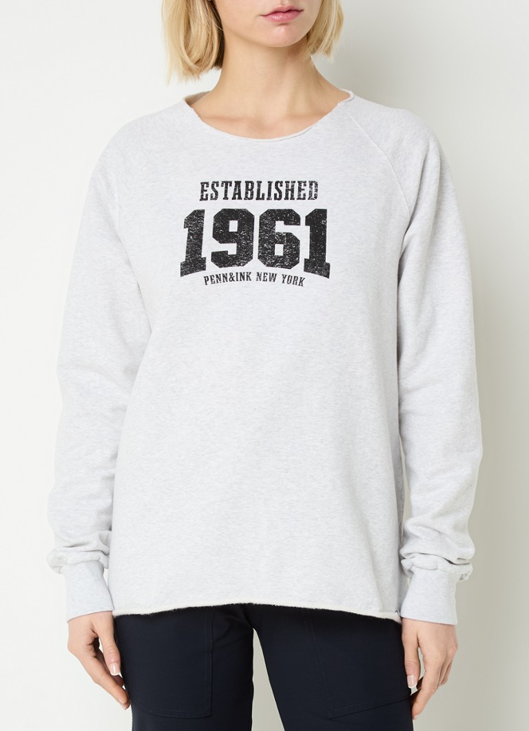 Penn & Ink - Sweater met logoprint - Grijsmele