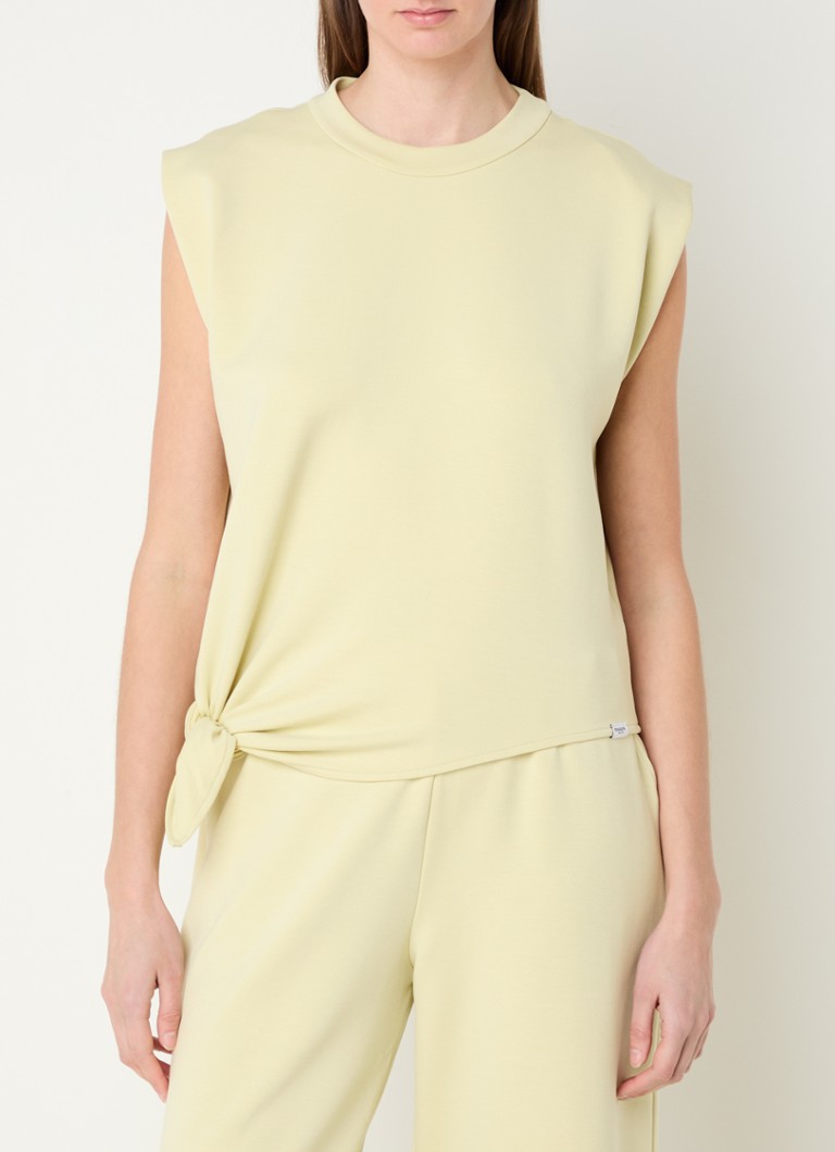 Penn & Ink - T-shirt met asymmetrische zoom - Lichtgeel