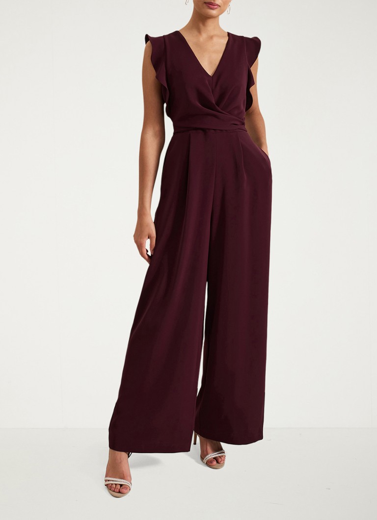 Phase Eight - Ayla Jumpsuit wide fit jumpsuit met vlindermouw - Bordeauxrood