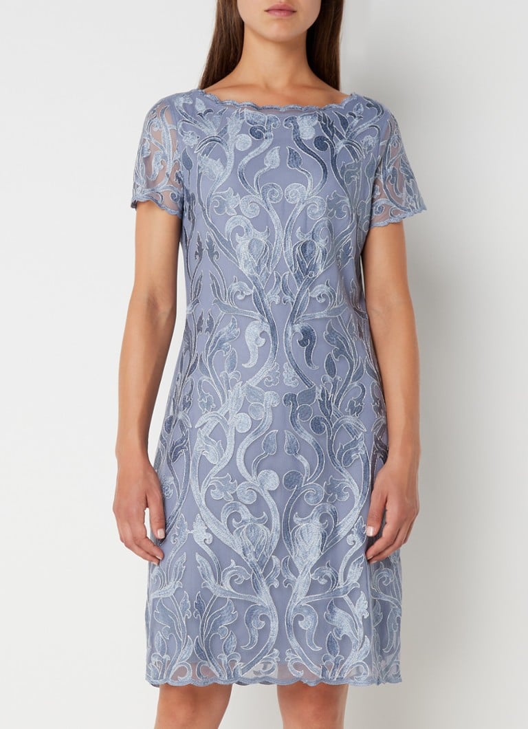 Phase Eight - Bea mini jurk met borduring - Staalblauw