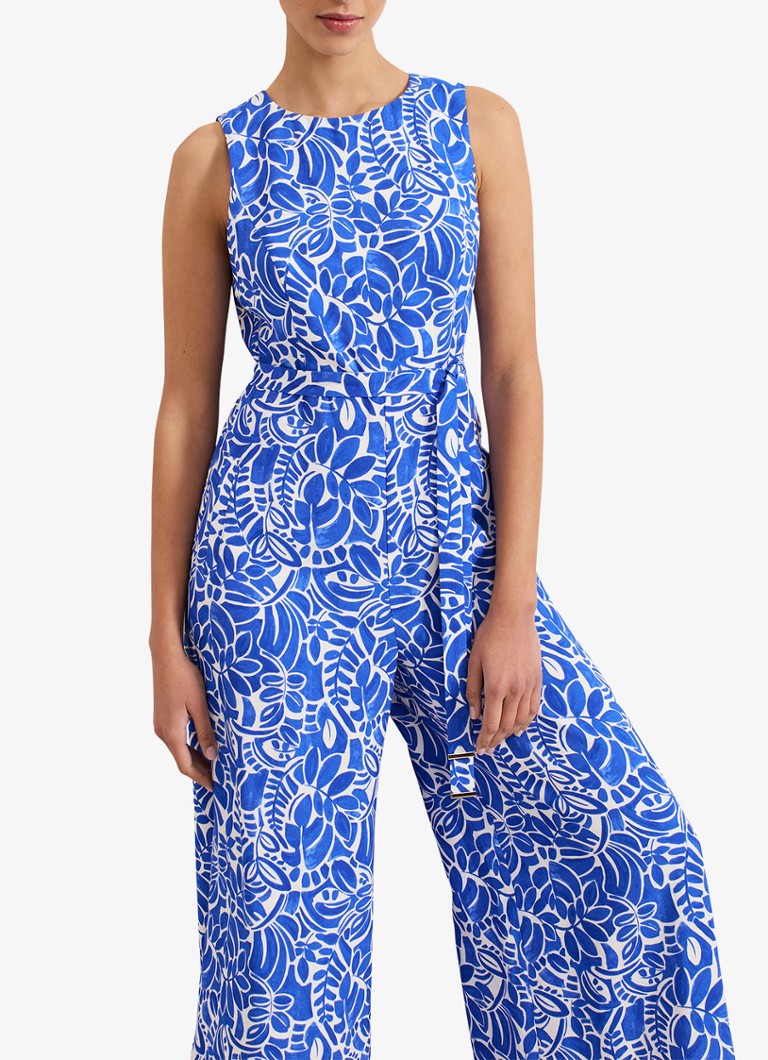 Phase Eight - Marta wide fit jumpsuit met strikceintuur - Blauw