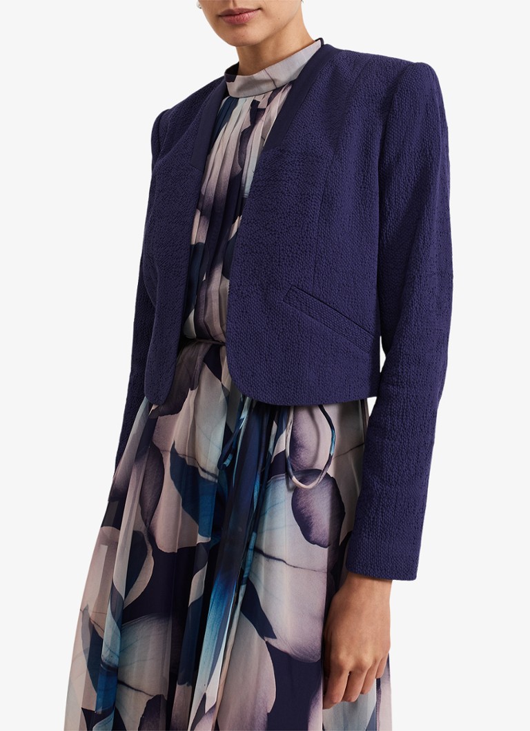 Phase Eight - Olivia cropped blazer met structuur - Donkerblauw