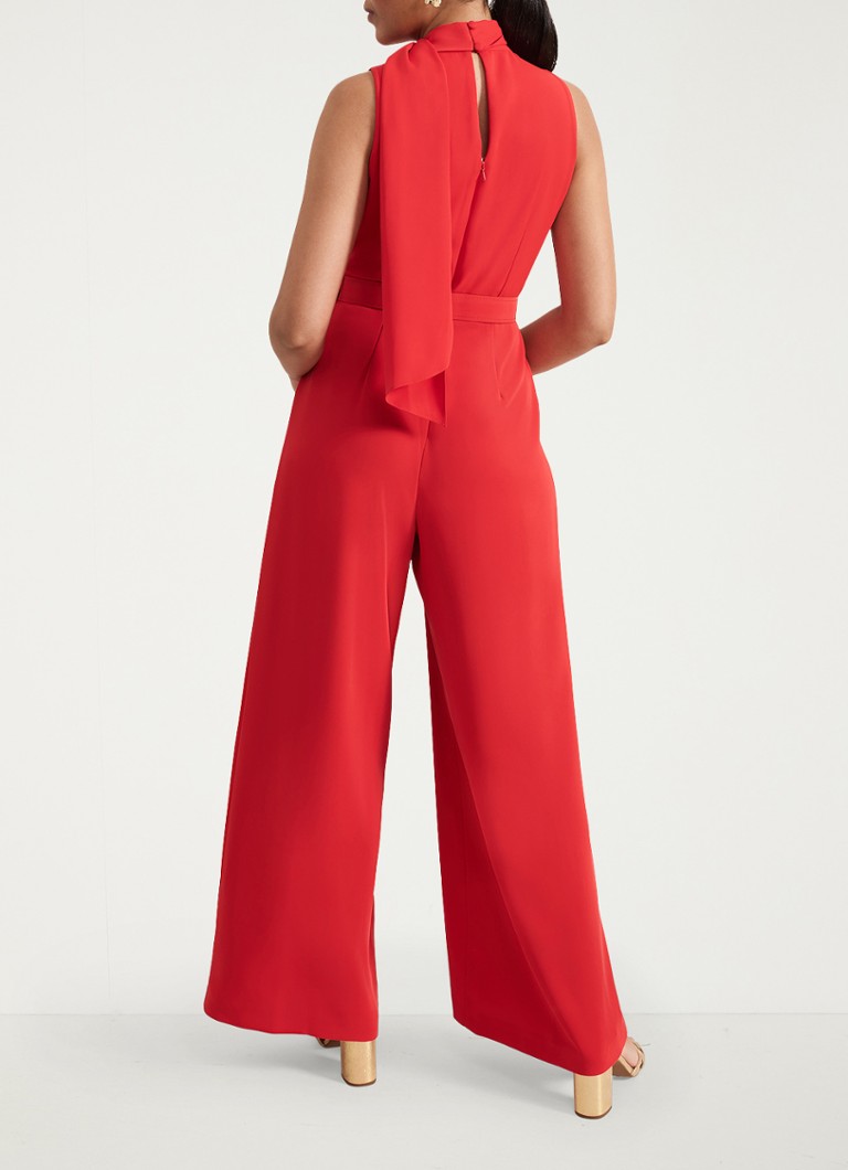 Phase Eight Petite Elika wide fit jumpsuit met sjaalkraag • Rood