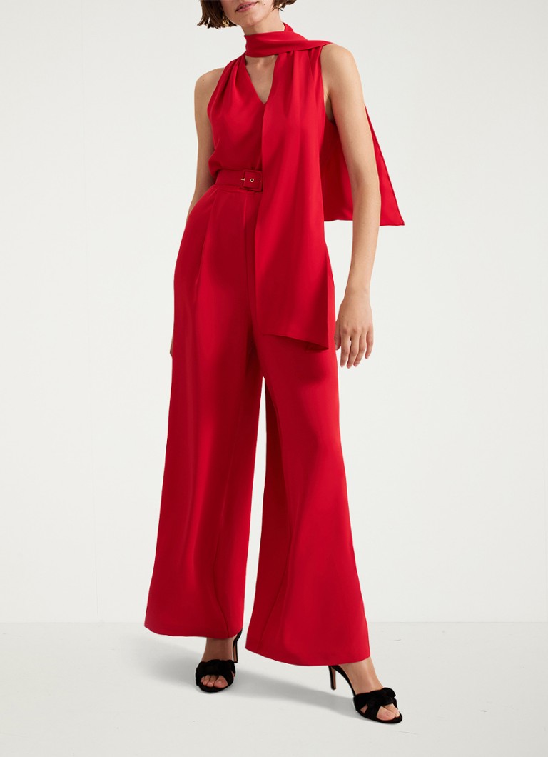 Phase Eight - Petite Elika wide fit jumpsuit met sjaalkraag - Rood