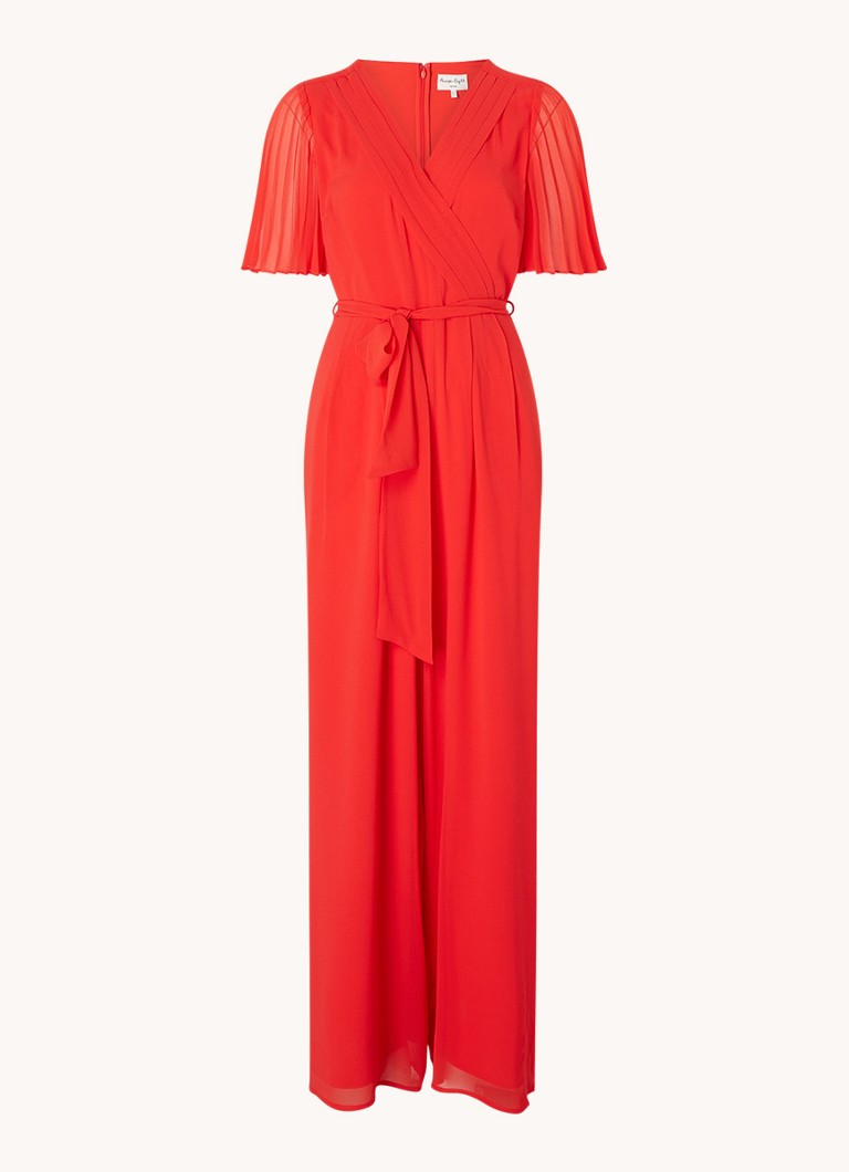 Phase Eight - Petite kendall straight fit jumpsuit met strikceintuur - Rood