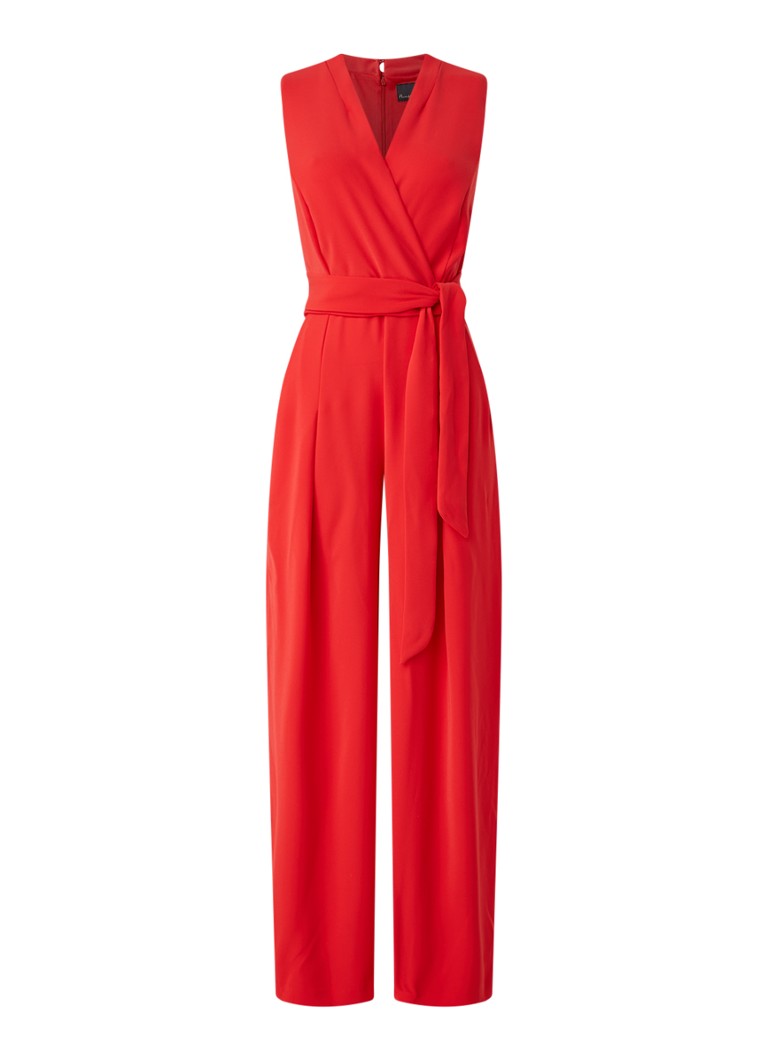 Verplaatsbaar Bloemlezing Aanpassingsvermogen Phase Eight Rosamand wide fit jumpsuit met overslag en steekzakken • Rood •  deBijenkorf.be