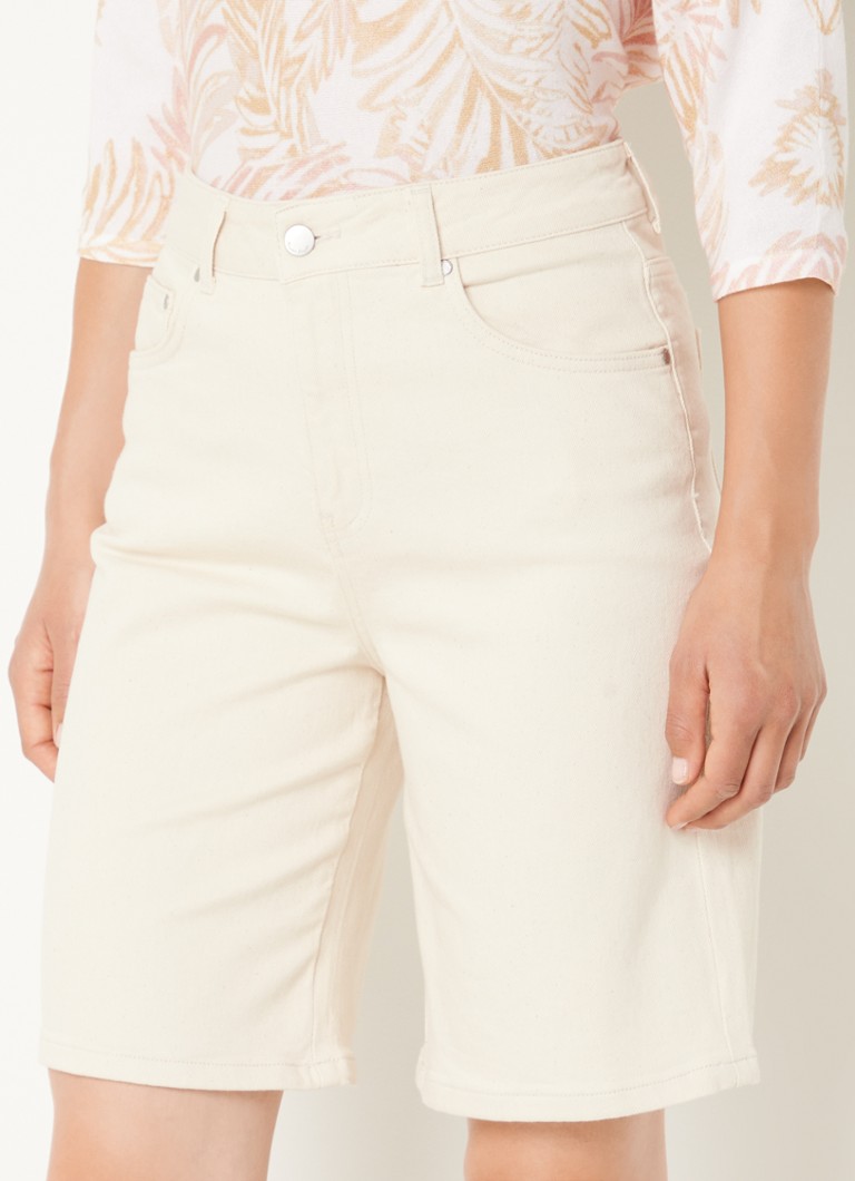 Phase Eight - Telissa high waist straight leg korte broek van denim - Creme