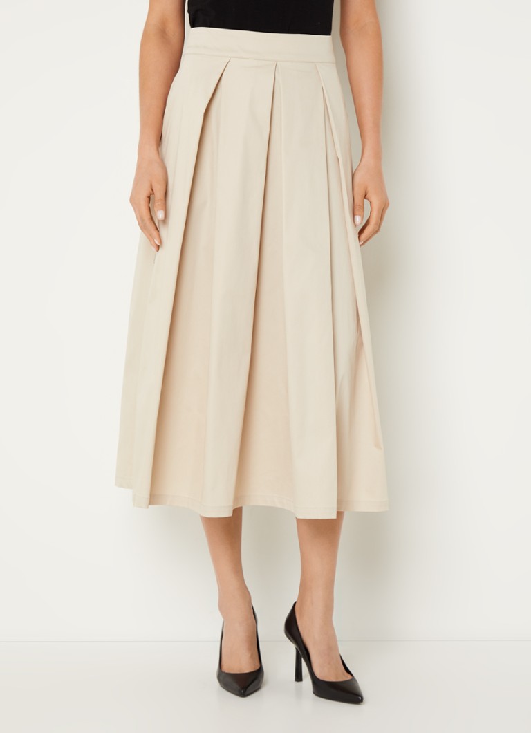 Phase Eight Trinity midi rok met plooidetail • Creme •