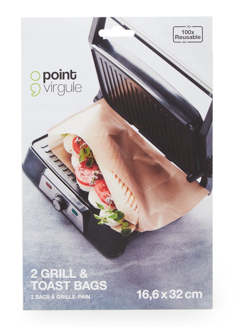 Point-Virgule - Herbruikbare grill & toast zak set van 2 - Bruin