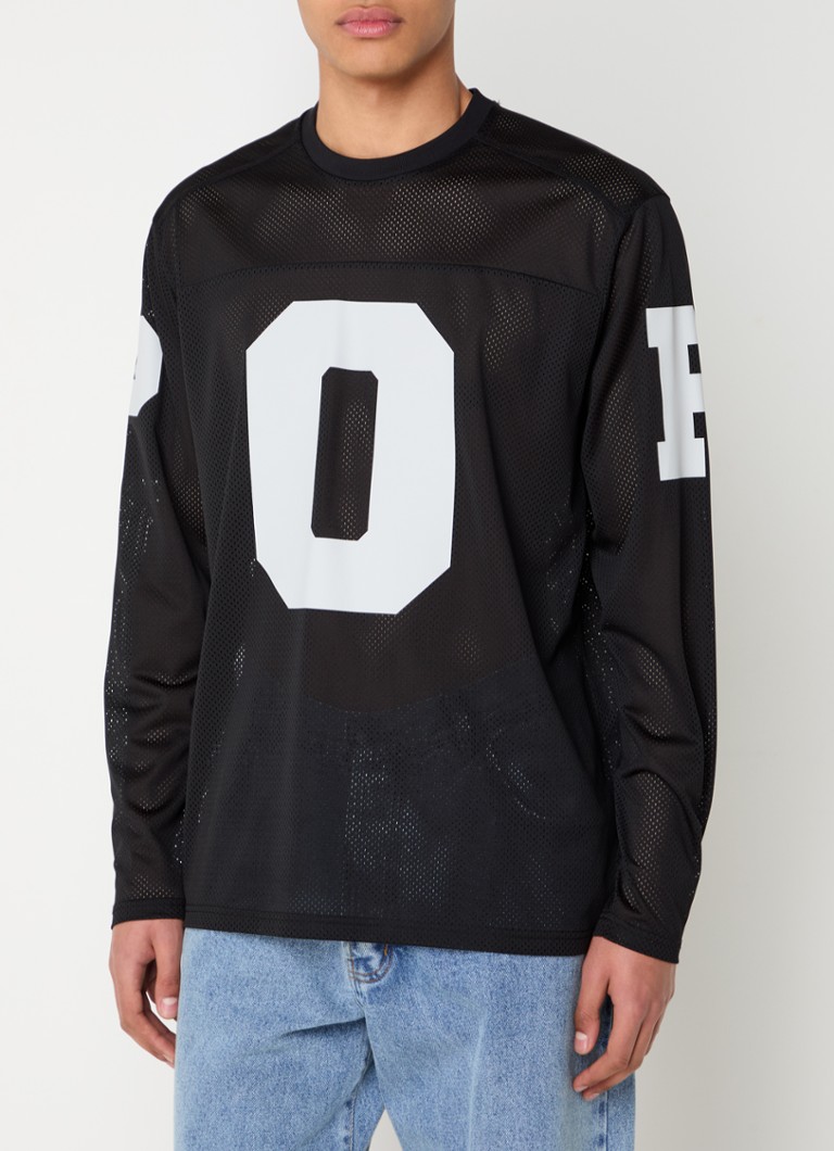 Pop Trading Company - Longsleeve van mesh met print - Zwart