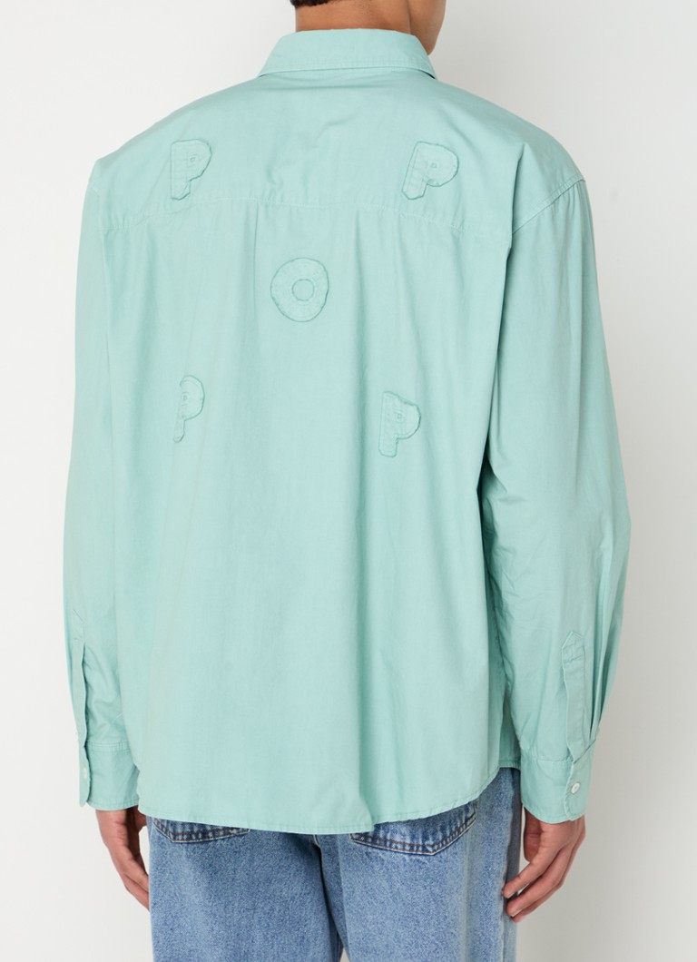 Pop Trading Company - Regular fit overhemd met borduring - Turquoise