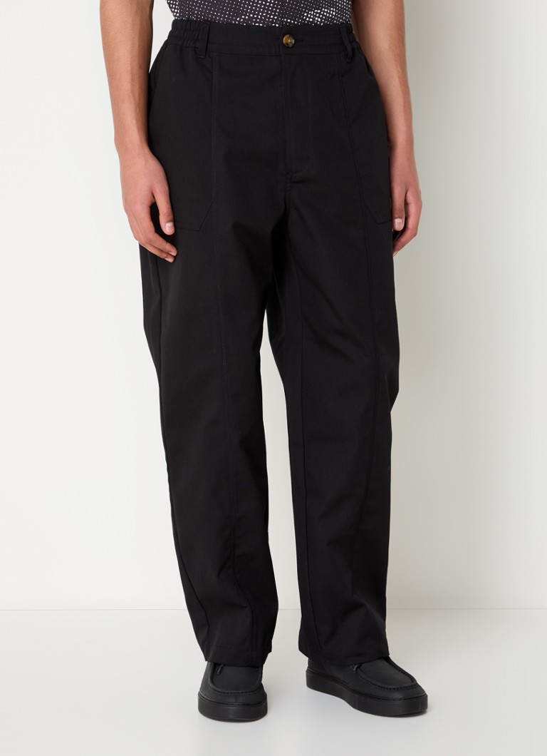 Pop Trading Company - Straight fit cargobroek met steekzakken - Zwart