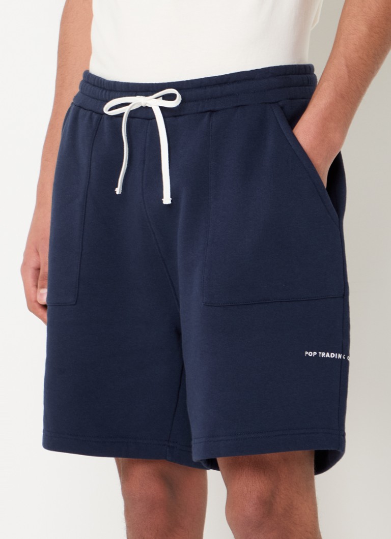 Pop Trading Company - Straight fit korte joggingbroek met steekzakken - Donkerblauw
