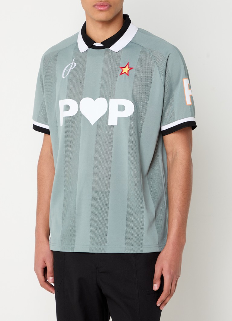 Pop Trading Company - T-shirt met print en mesh - Groen