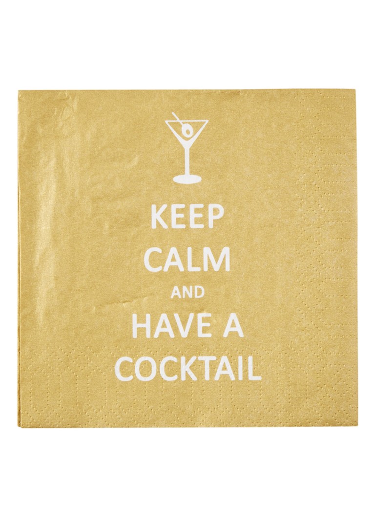 ppd - Keep Calm... Cocktail servetten 25 x 25 cm - Goud