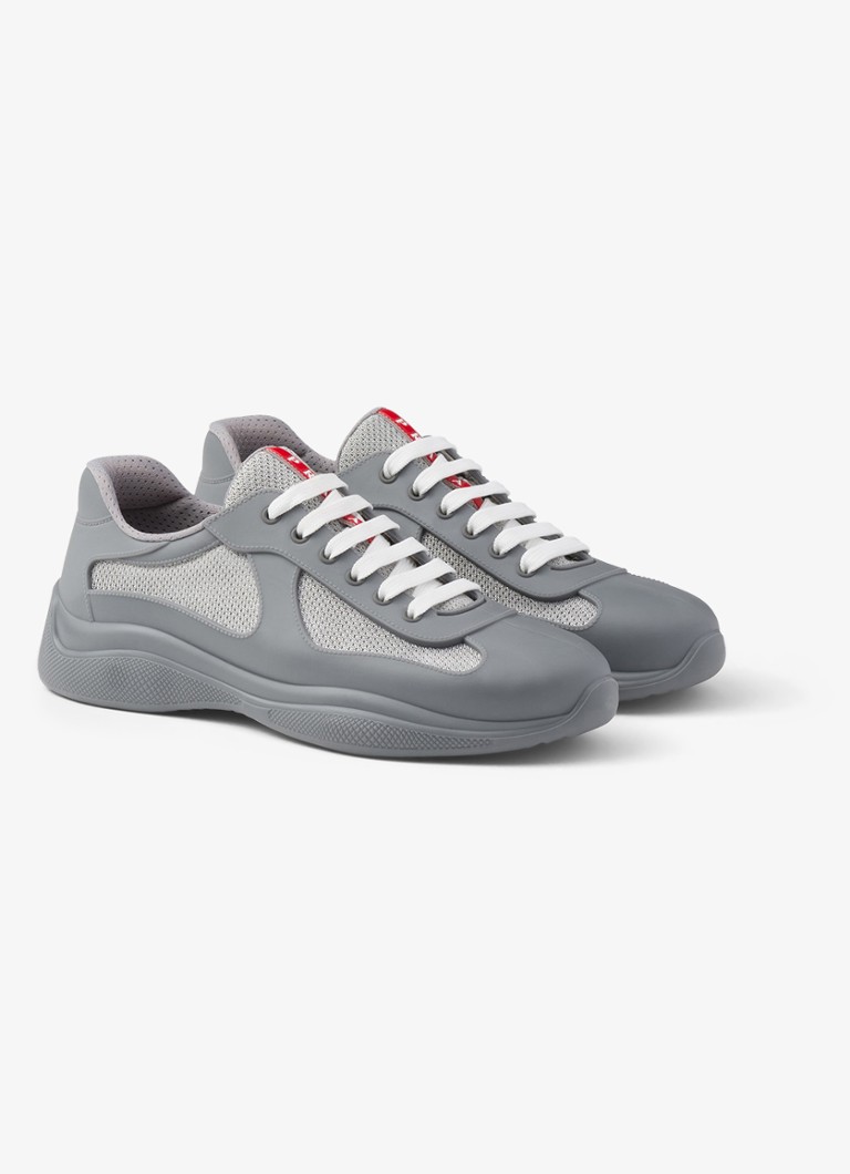 Prada - America's Cup sneaker met mesh details - Grijs