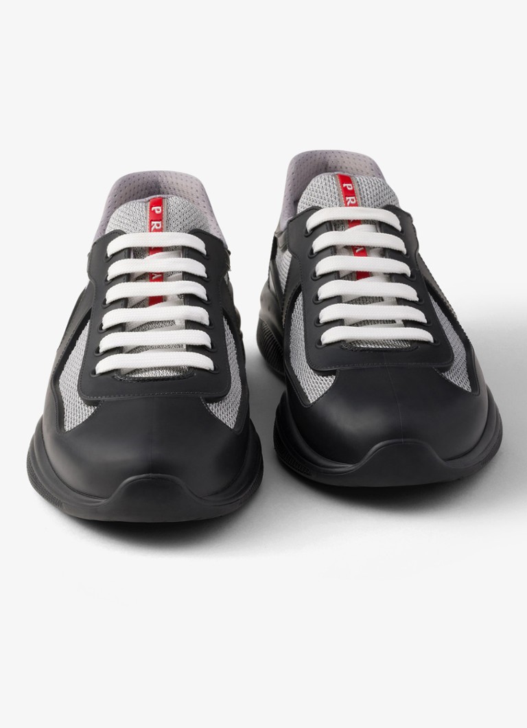 Prada America's Cup sneaker met mesh details • Zwart •