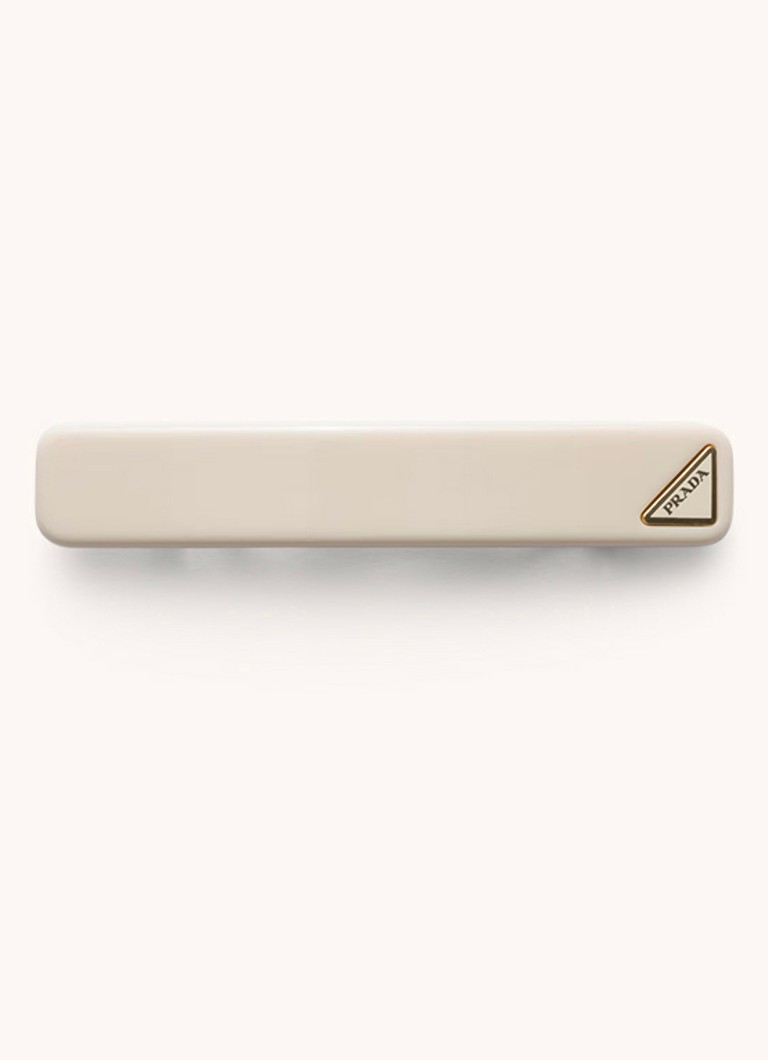 Prada - Haarclip met logo - Gebroken wit