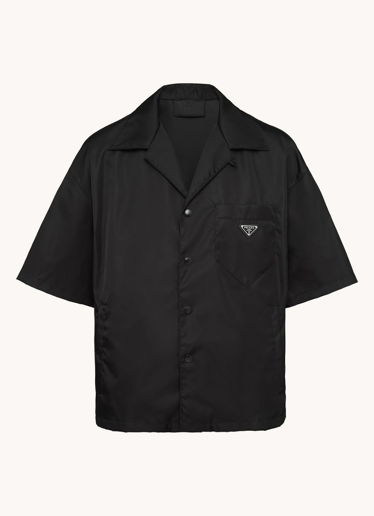 Prada - Re-Nylon oversized fit overhemd met borstzak - Zwart