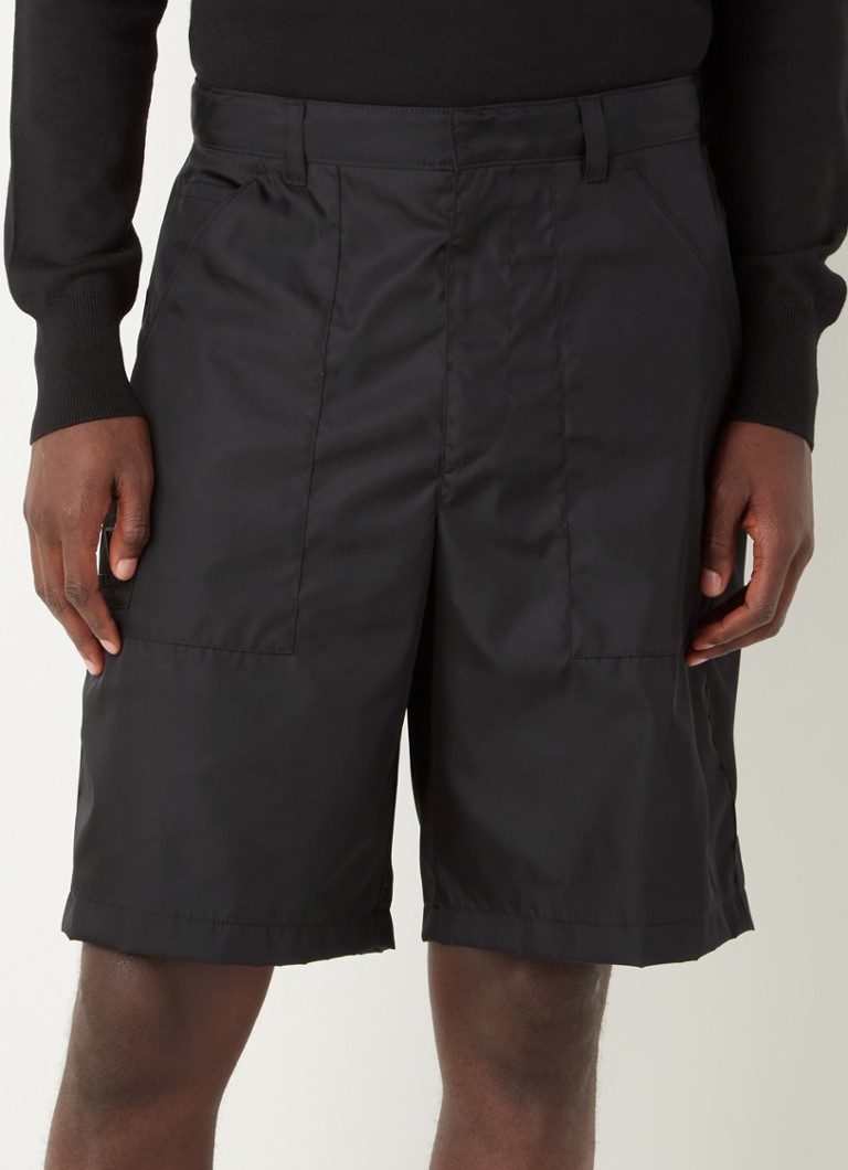 Prada - Re-Nylon straight fit korte broek met steekzakken - Zwart