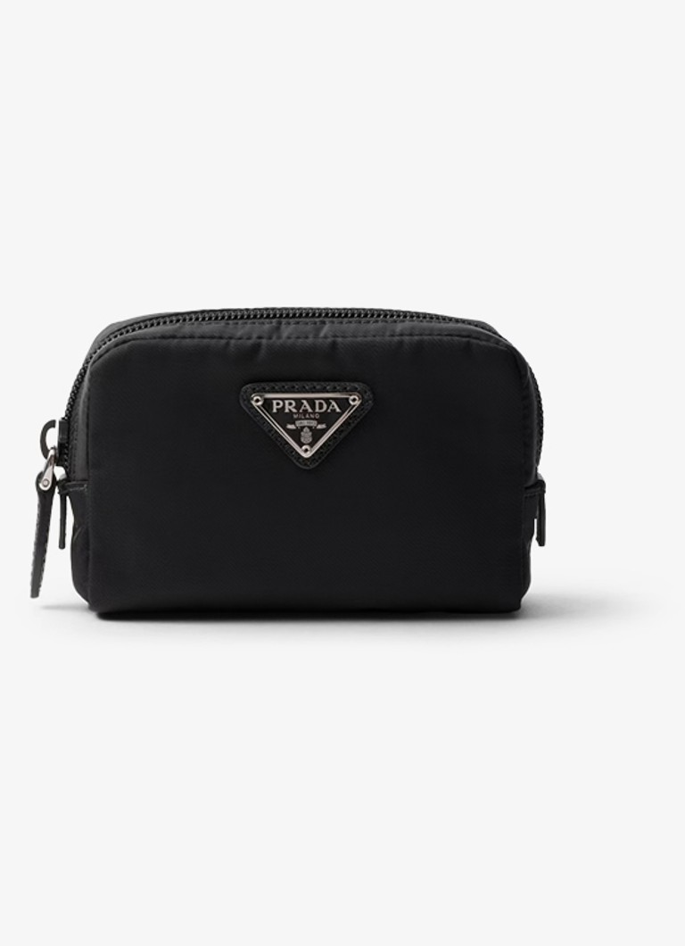 Prada - Re-Nylon toilettas met logo - Zwart