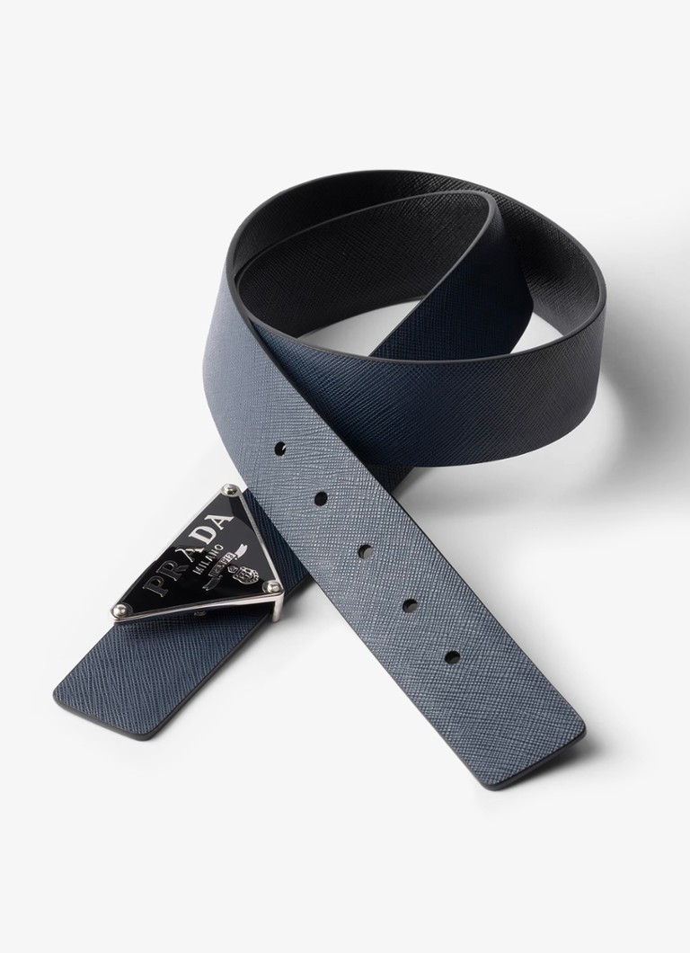 Prada - Reversible riem van kalfsleer - Donkerblauw