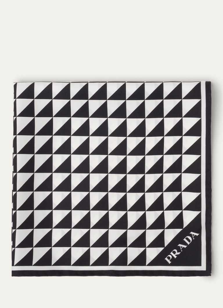 Prada - Sjaal met print 55 x 55 cm - Zwart