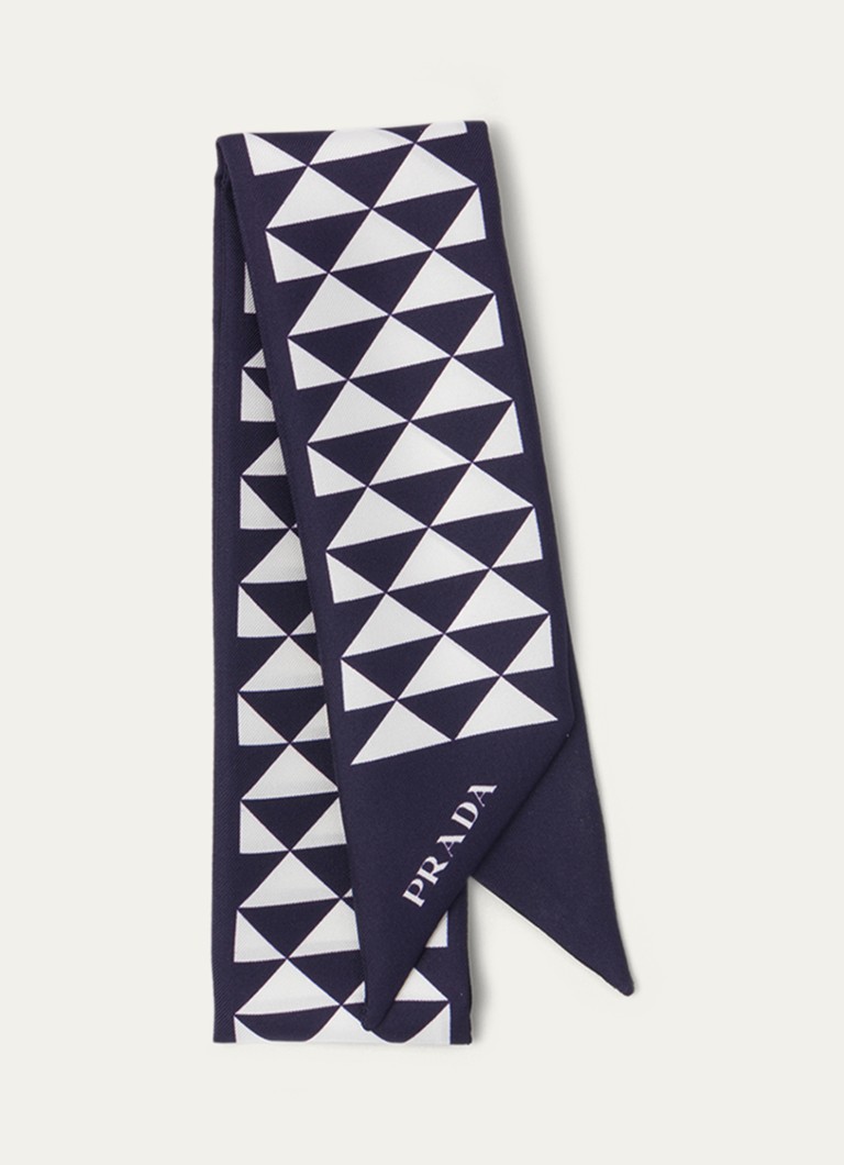 Prada Sjaal zijde met print 85 x 5 cm • Donkerblauw • deBijenkorf.be