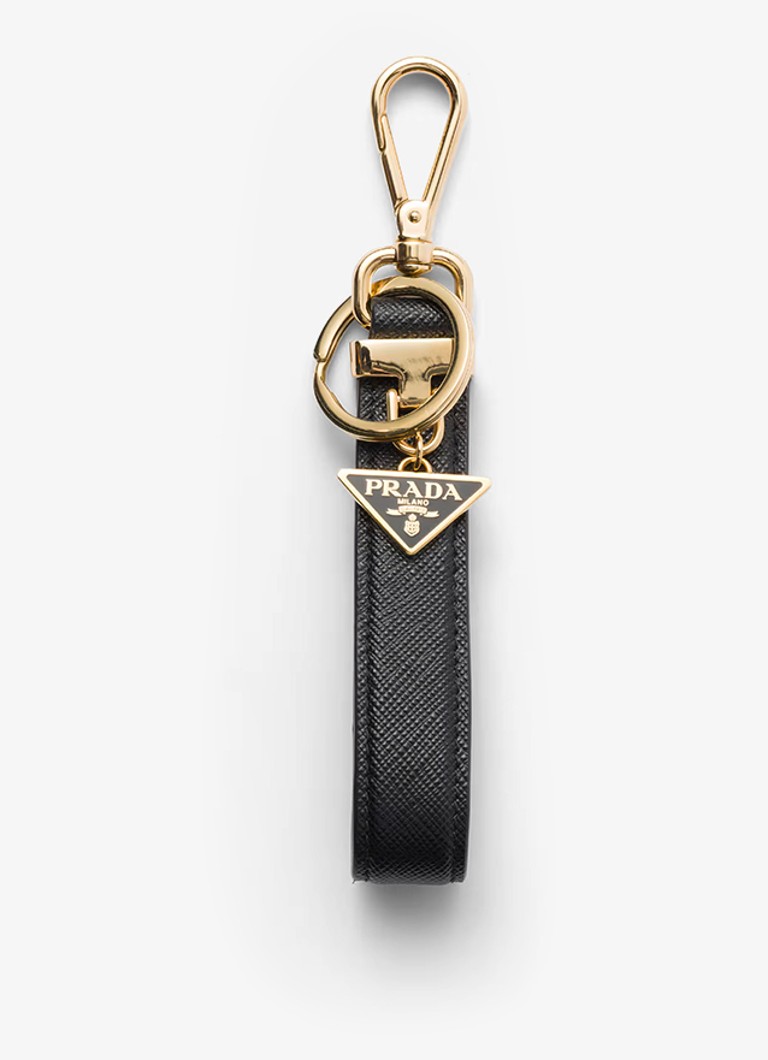 Prada - Sleutelhanger van kalfsleer met logo - Zwart