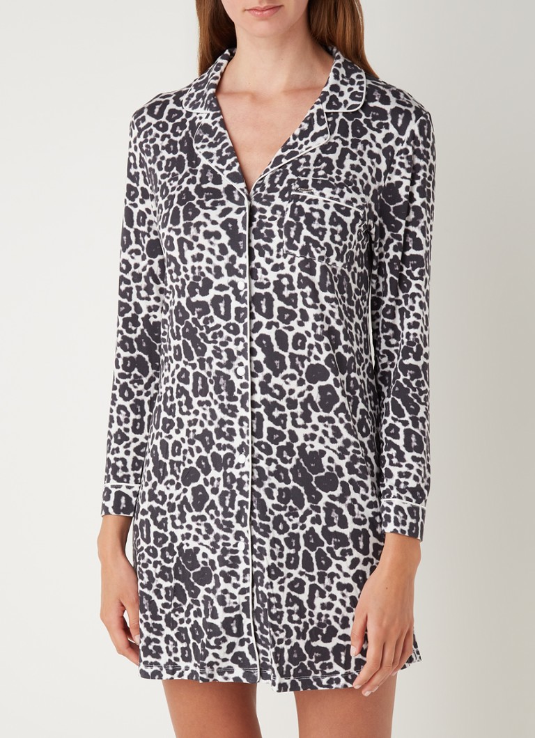Pretty You - Bamboo nachthemd met contrasterende bies - Antraciet