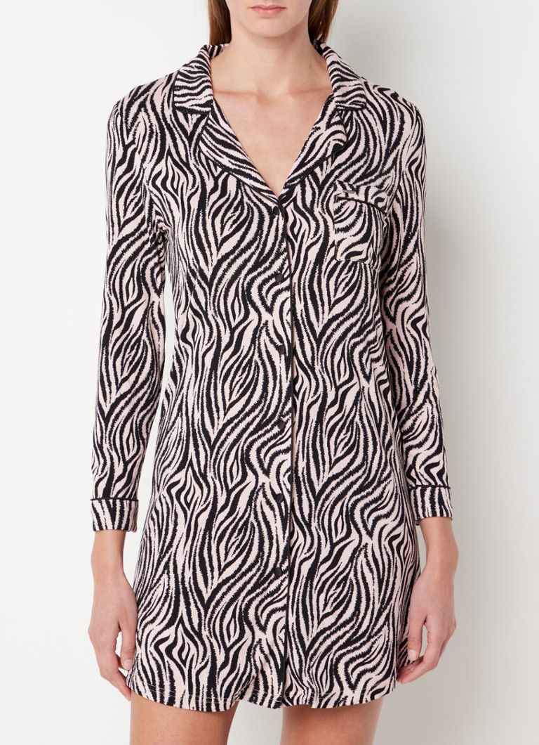 Pretty You - Bamboo nachthemd met zebraprint - Lichtroze