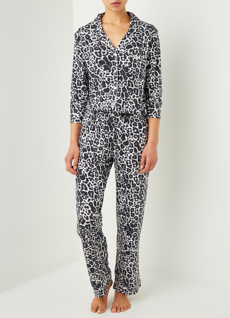 Pretty You - Bamboo pyjamaset met contrasterende bies - Donkergrijs