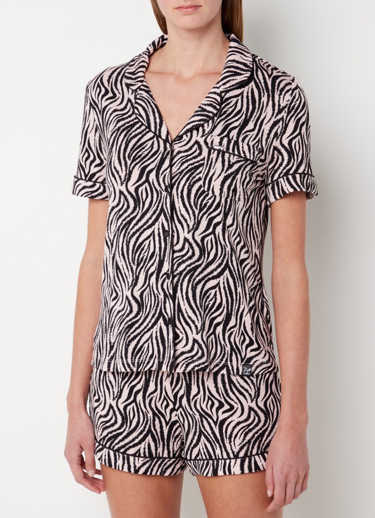 Pretty You - Bamboo pyjamaset met zebraprint - Lichtroze