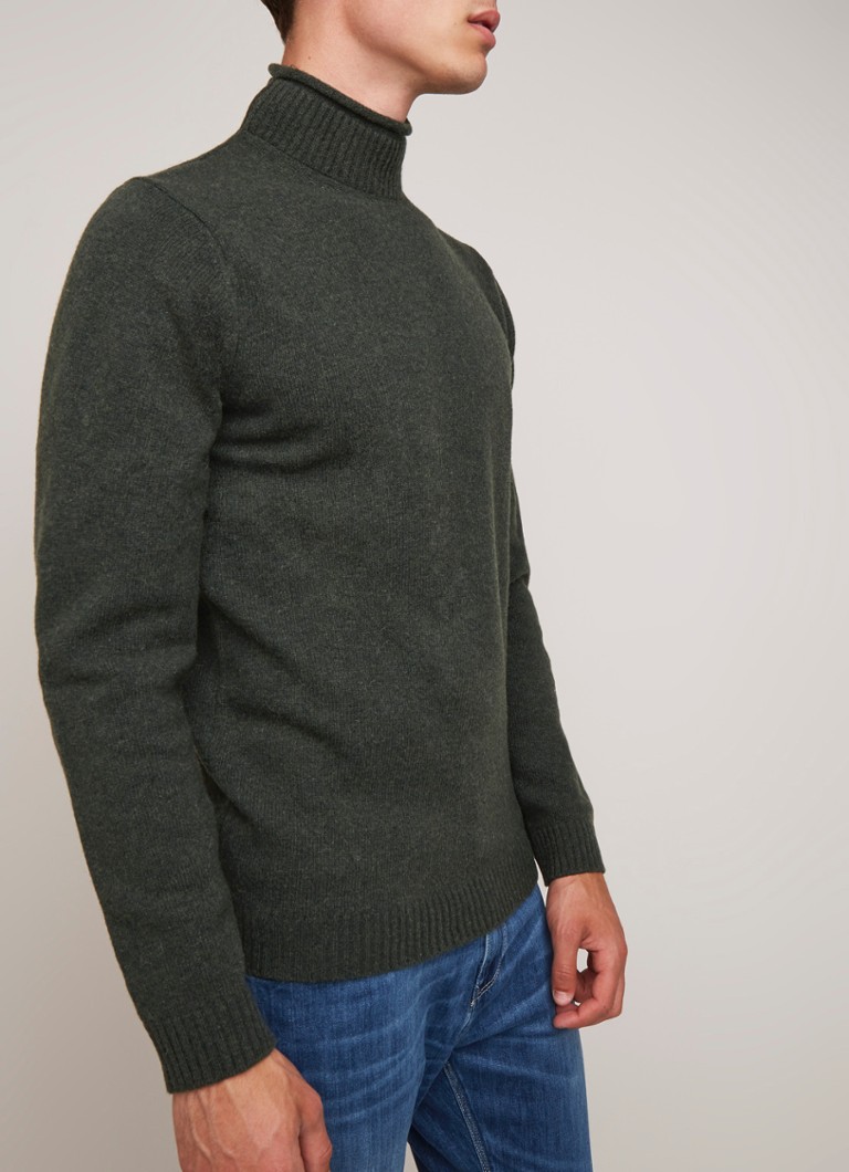 Profuomo - Fijngebreide coltrui in wolblend - Donkergroen