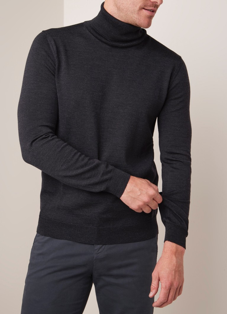 Profuomo - Fijngebreide coltrui van scheerwol - Antraciet
