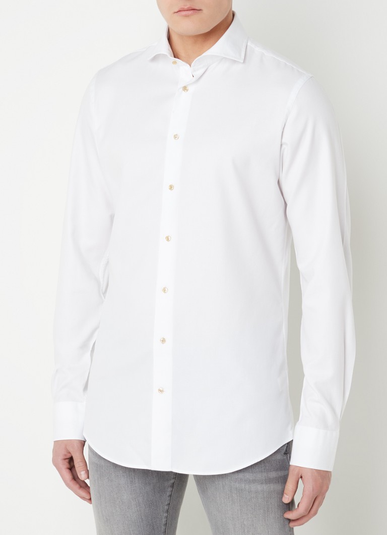 Profuomo - Slim fit overhemd met cut away kraag - Blanc