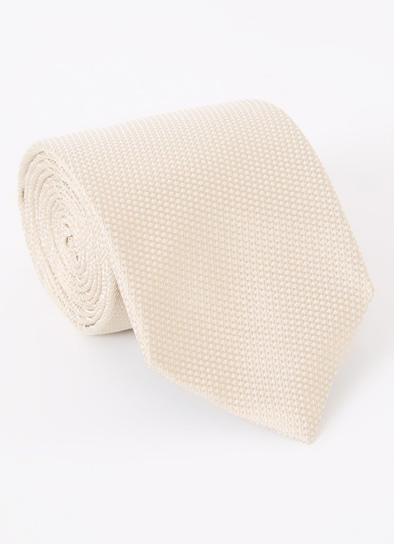 Profuomo - Stropdas van zijde met microdessin - Beige