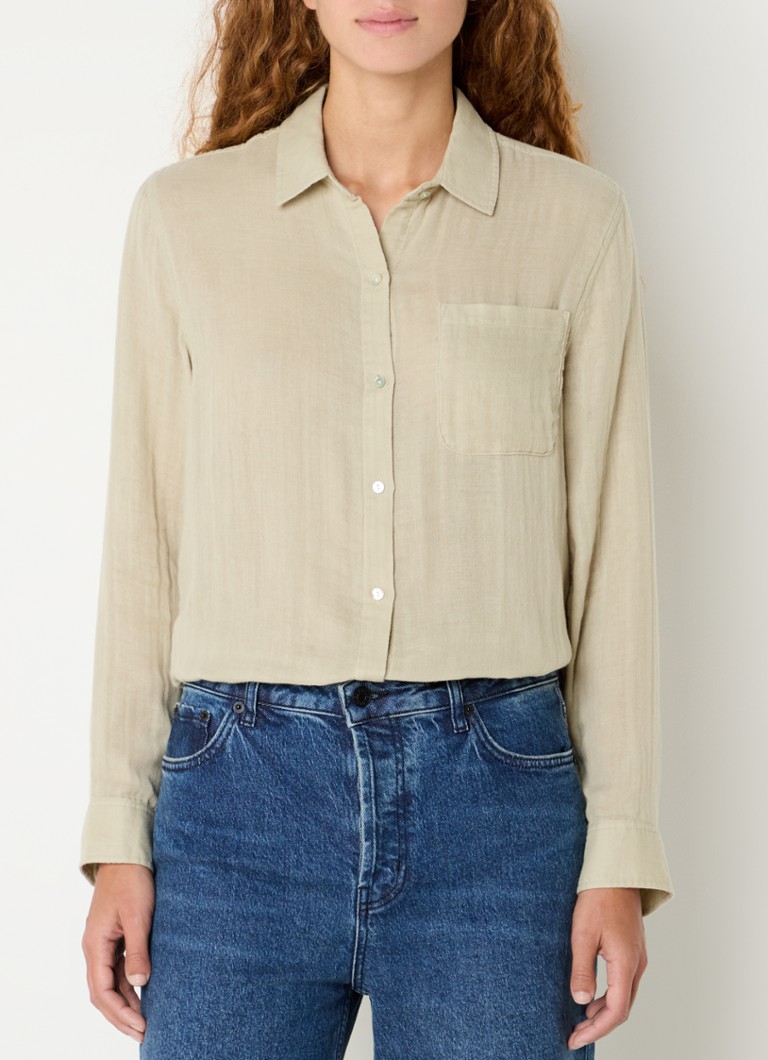 Rails - Ellis blouse van biologisch katoen met borstzak - Lindegroen