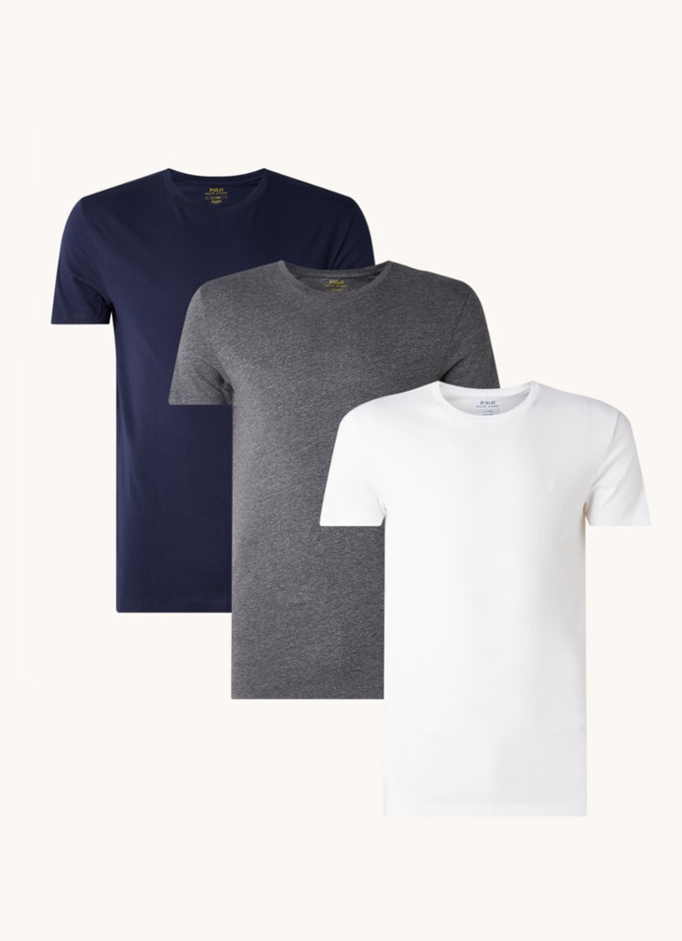 Ralph Lauren - Classic Crew T-shirts in 3-pack - Antraciet