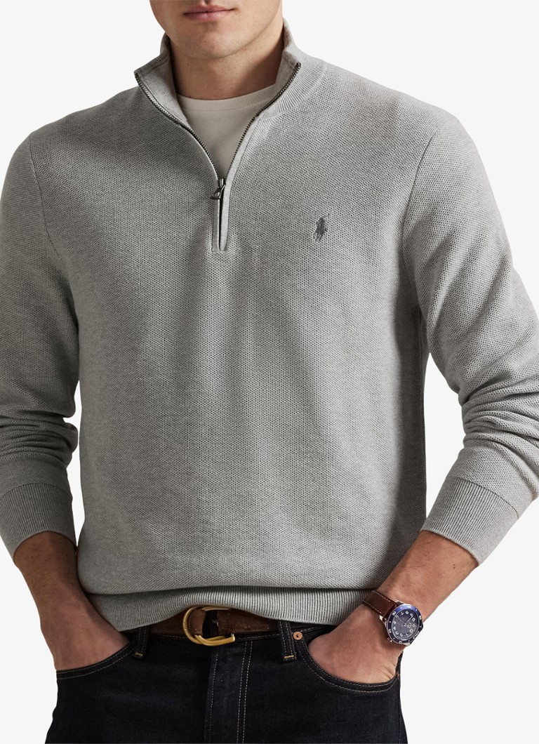 Profuomo Fijngebreide pullover van merinowol met halve rits • Wijnrood • de Bijenkorf