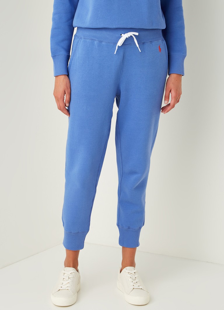 Ralph Lauren Pantalon de jogging fuselé taille moyenne avec logo • Bleu • de Bijenkorf
