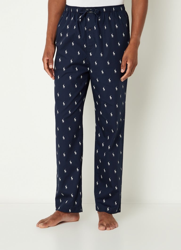 Ralph Lauren - Pyjamabroek met logoprint en steekzakken - Donkerblauw