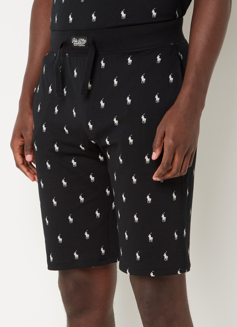 Ralph Lauren - Ralph Lauren pyjamabroek van katoen met all over logoprint - Zwart