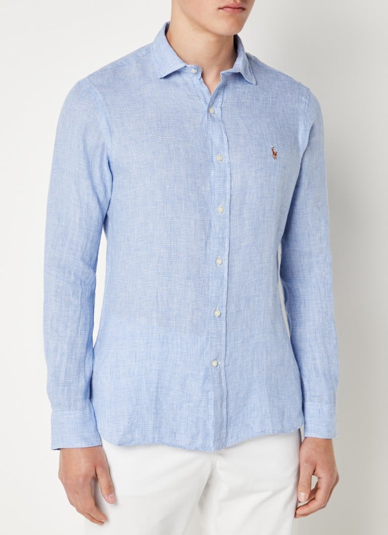Aanvulling Startpunt Geneigd zijn Ralph Lauren Regular fit overhemd van linnen met microdessin • Blauw •  deBijenkorf.be