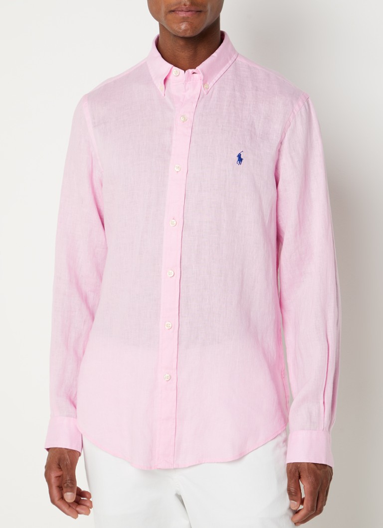 Speeltoestellen Prijs software Ralph Lauren Slim fit overhemd van linnen met logo • Roze • deBijenkorf.be