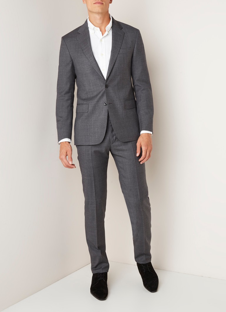 Ralph Lauren - Slim fit pak in linnenblend met klepzakken - Middengrijs