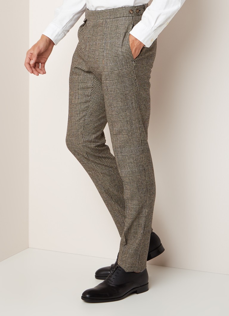 Ralph Lauren - Slim fit pak van wol met pied-de-poule dessin - Beige