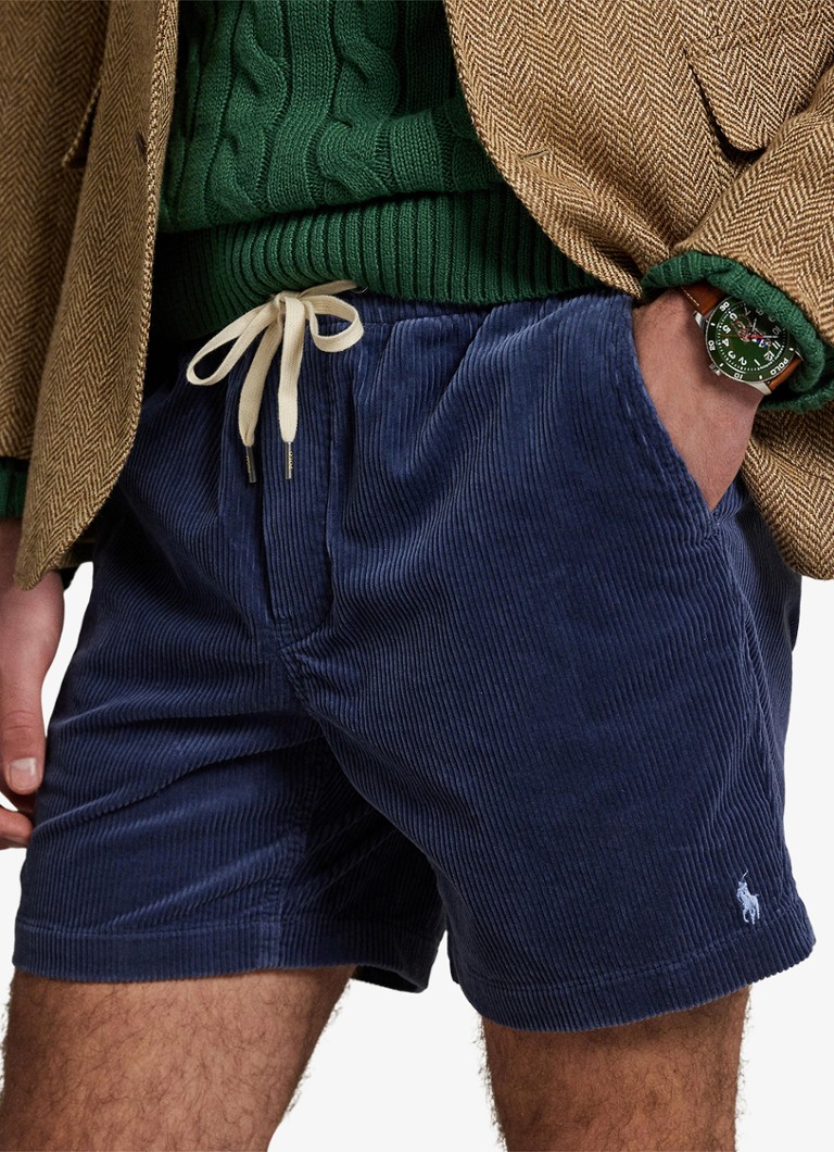 Ralph Lauren Straight fit korte broek van corduroy • Boston Navy