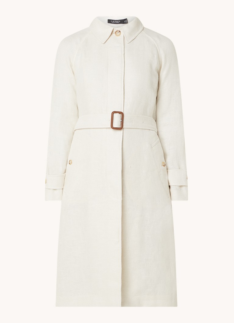 Maak leven ui Mentor Ralph Lauren Trenchcoat van linnen met ceintuur • Wit • deBijenkorf.be