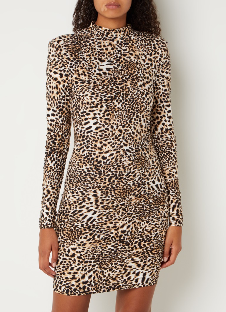 Refined Department - Noria mini jurk met luipaardprint - Beige